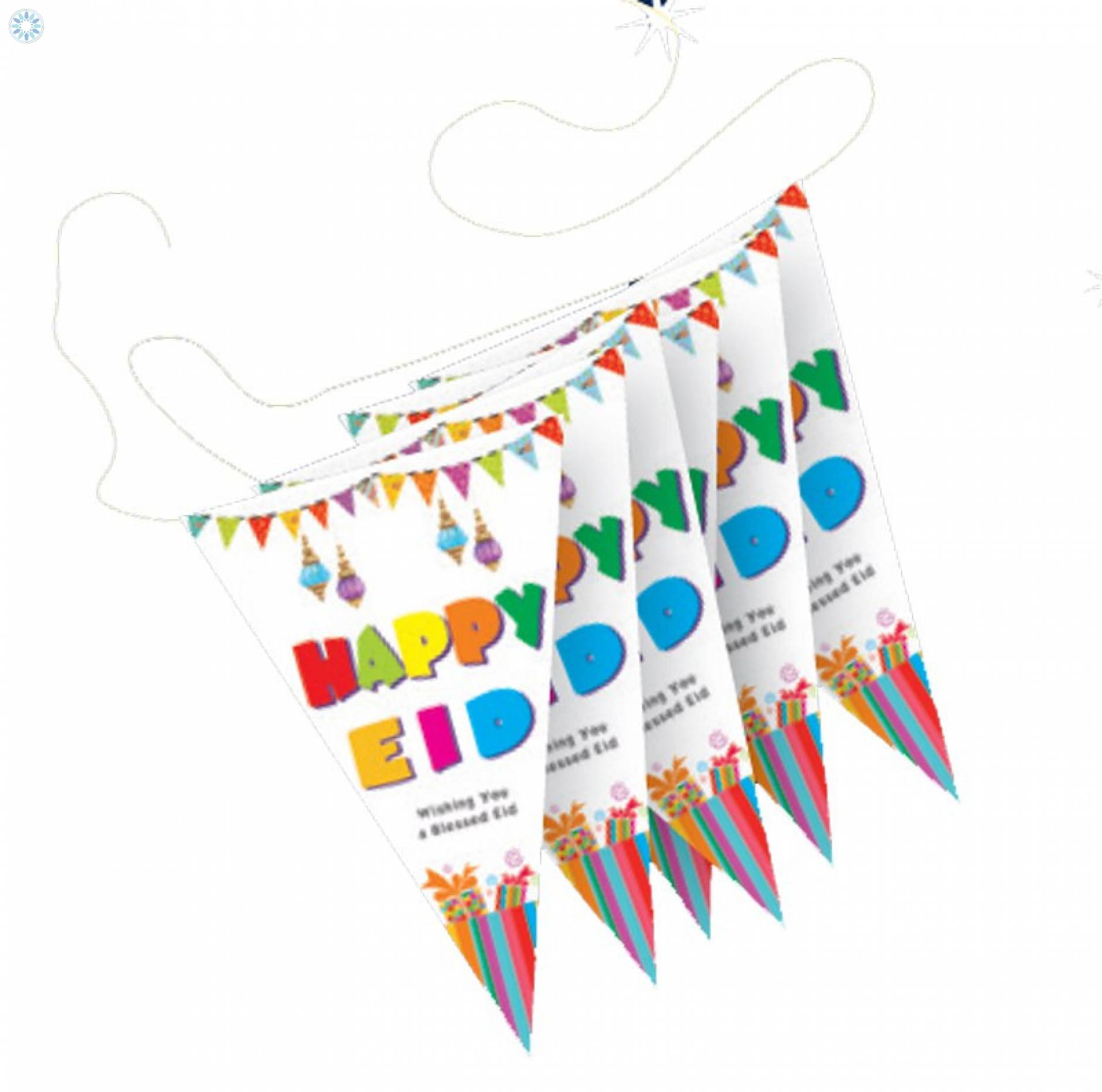 Essentials › Eid / Ramadan Decorations › Happy Eid Triangle Party Flags